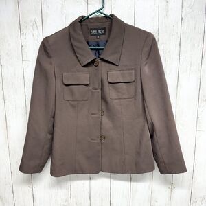 Isabel Ardee Blazer Women Size 4 Single Breasted Brown Collared Pocket Slim Fit